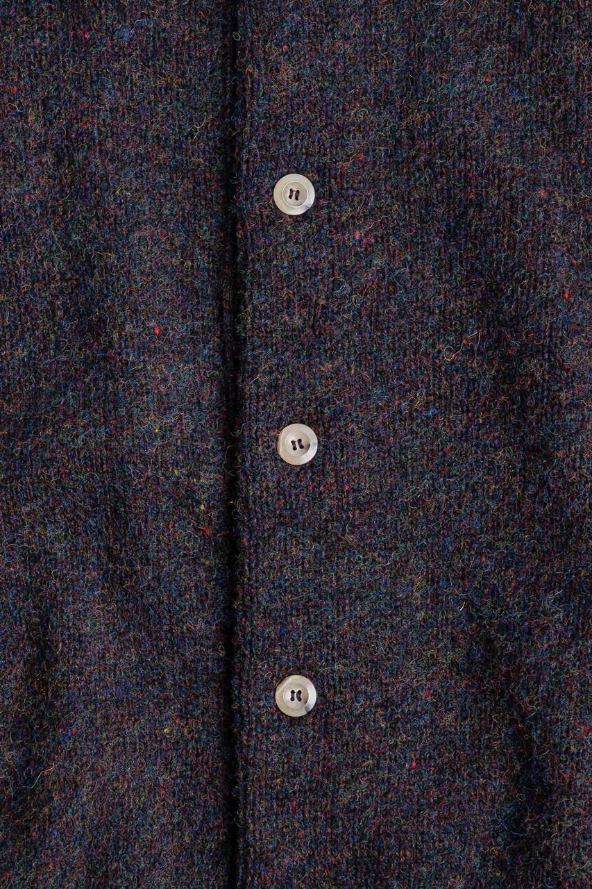 Howlin Shetland Wool Shirt-Collar Cardigan Zwart