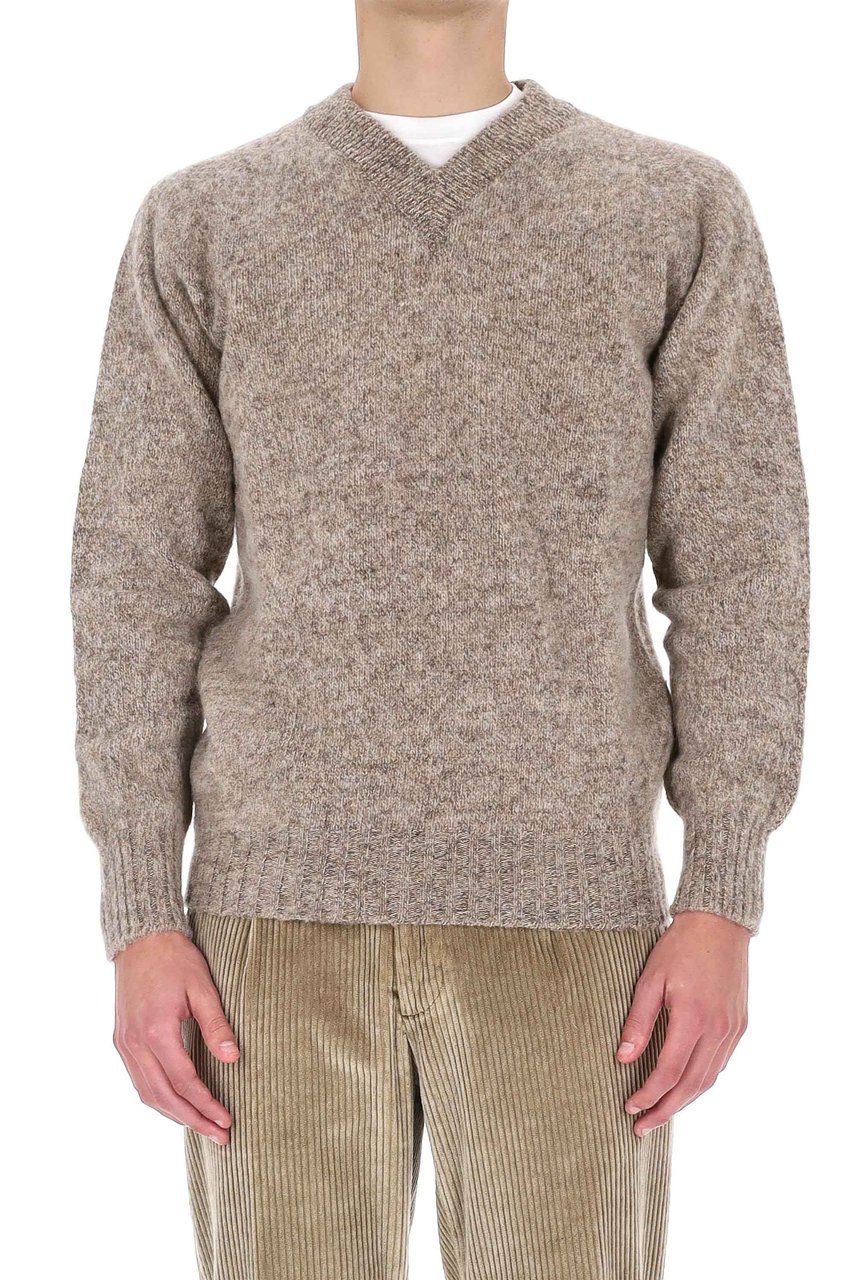 Howlin Shetland Boxy Fit Wool V-Neck Sweater Roze