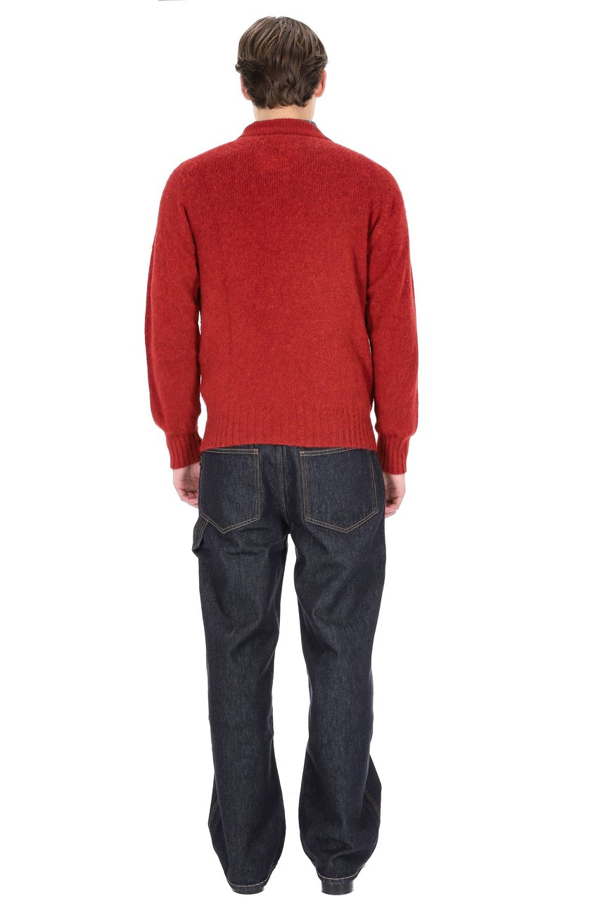 Howlin Shetland Boxy Fit Wool V-Neck Sweater Rood