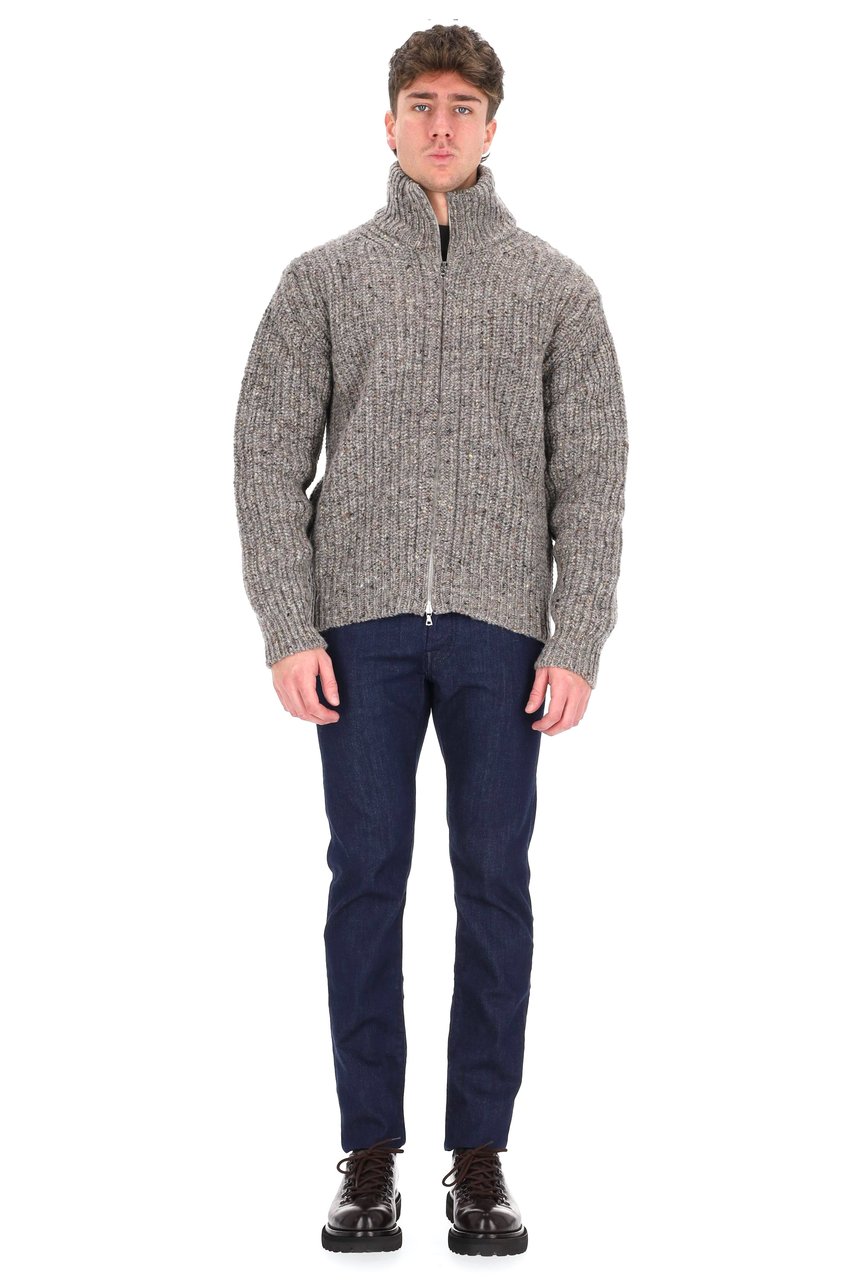 Howlin Sale Pepe Full-Zip Wool Sweater Grijs