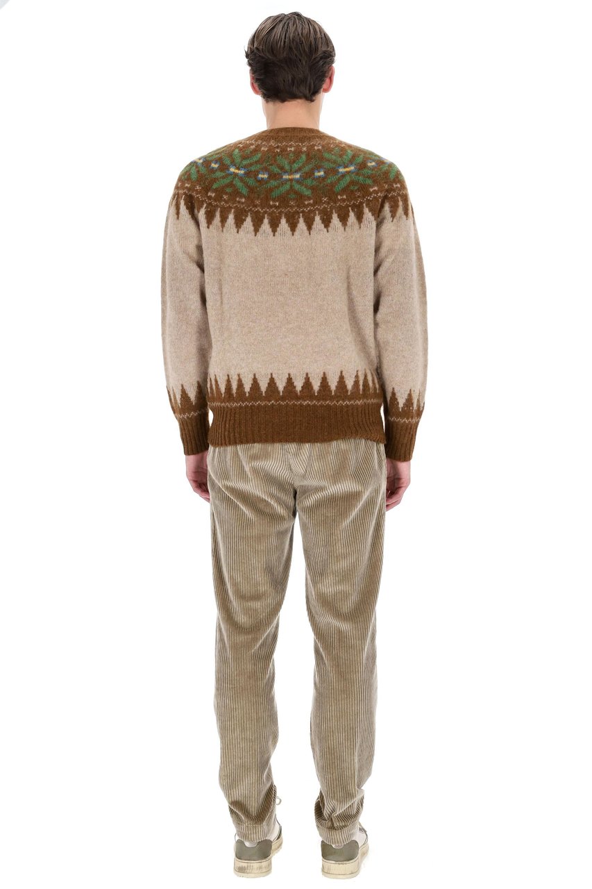 Howlin Shetland Nordic Pattern Wool Crewneck Sweater Neutraal