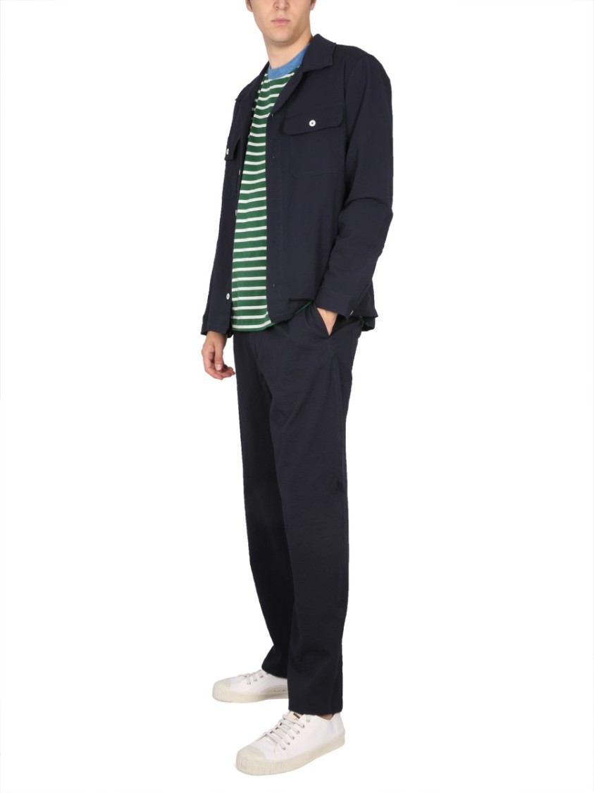 Howlin Bowling Neck Cotton Shirt Blauw