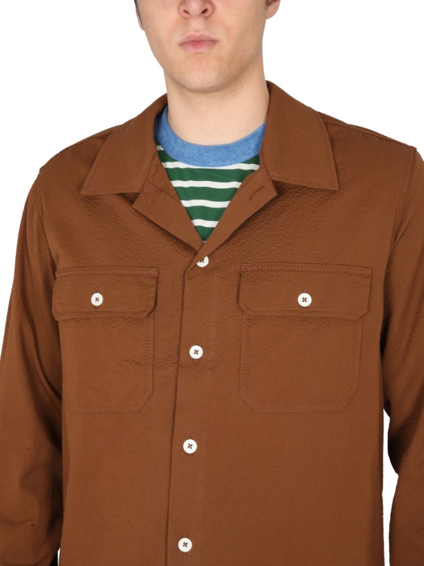 Howlin Bowling Neck Cotton Shirt Bruin