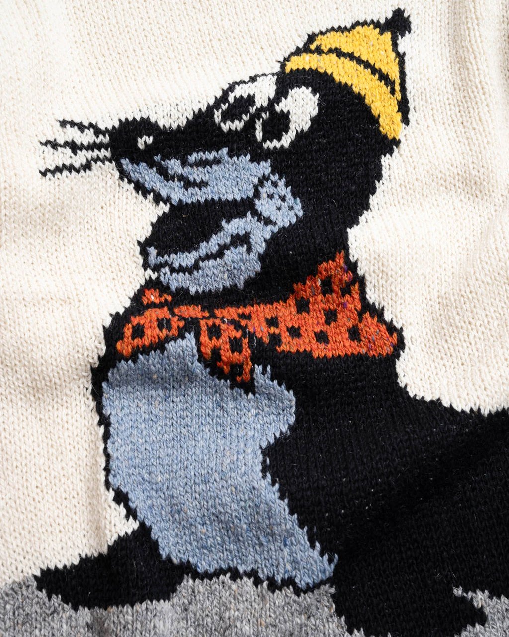 Howlin Seal Jacquard Mohair-Wool Crewneck Sweater Neutraal