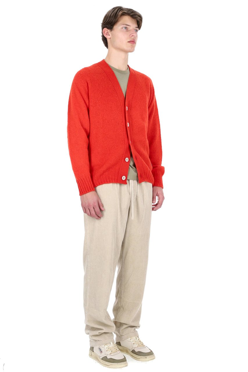 Howlin Shetland Shaggy Bear Boxy Fit Wool Cardigan Rood