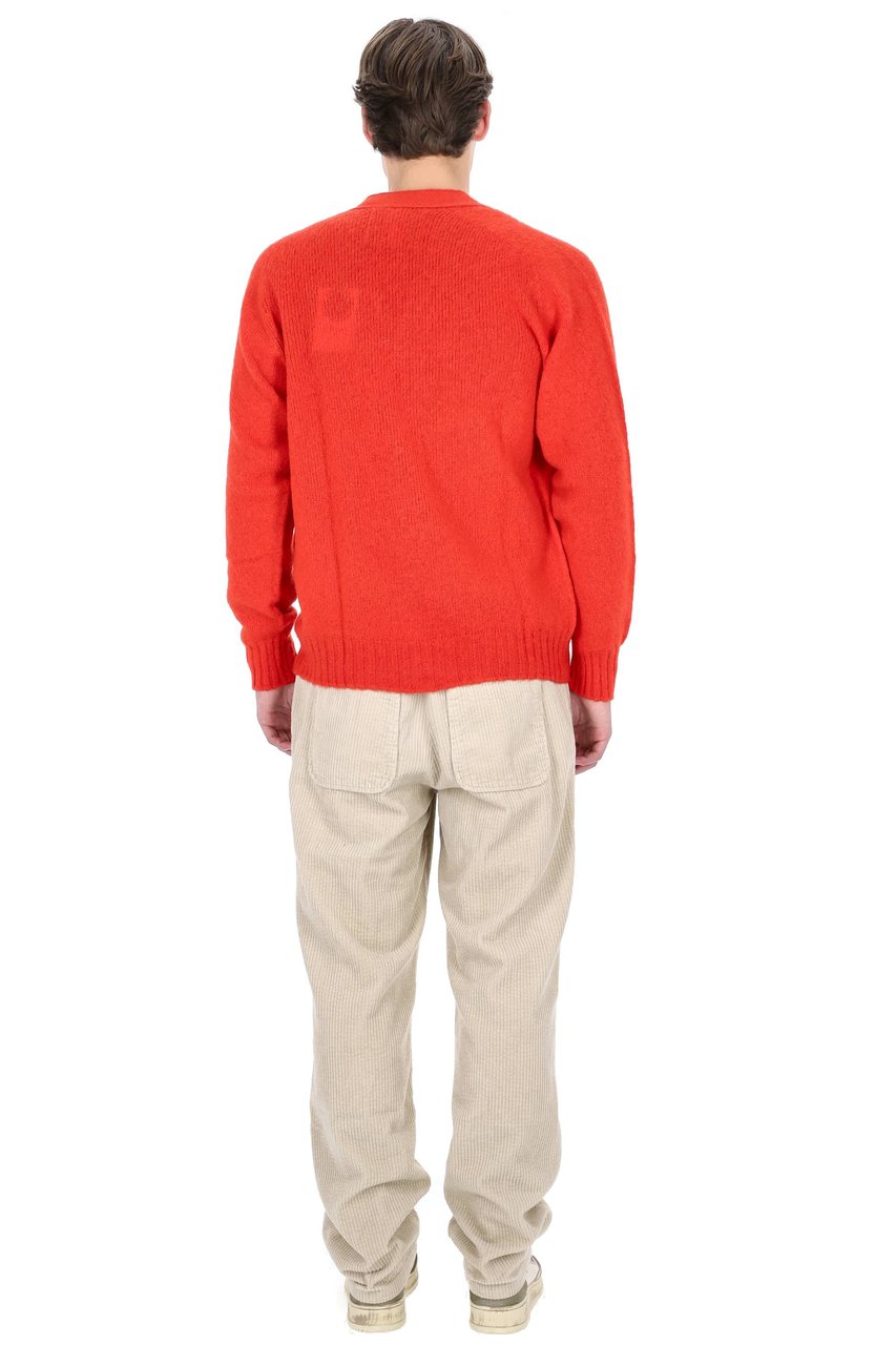 Howlin Shetland Shaggy Bear Boxy Fit Wool Cardigan Rood