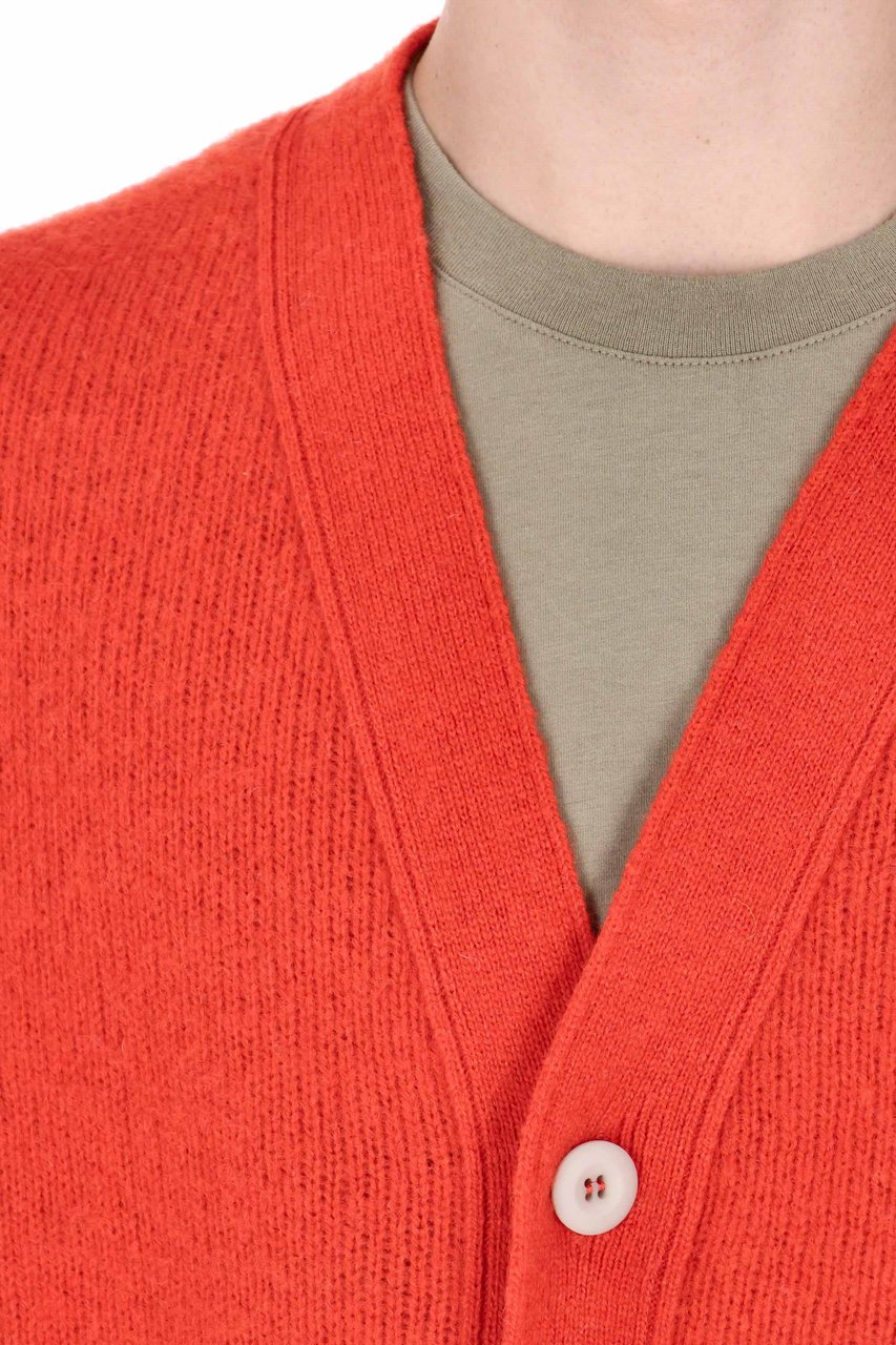 Howlin Shetland Shaggy Bear Boxy Fit Wool Cardigan Rood