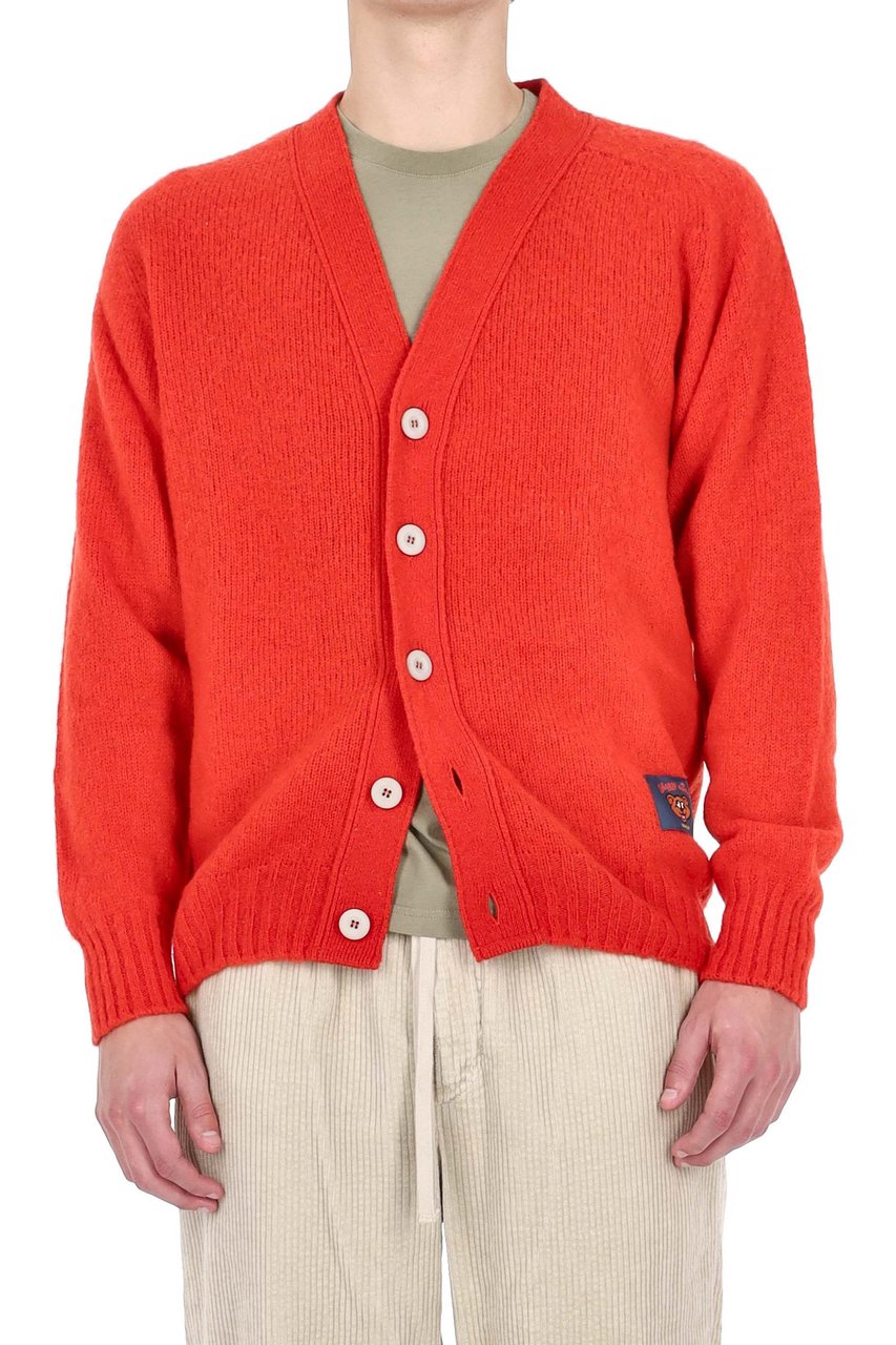 Howlin Shetland Shaggy Bear Boxy Fit Wool Cardigan Rood