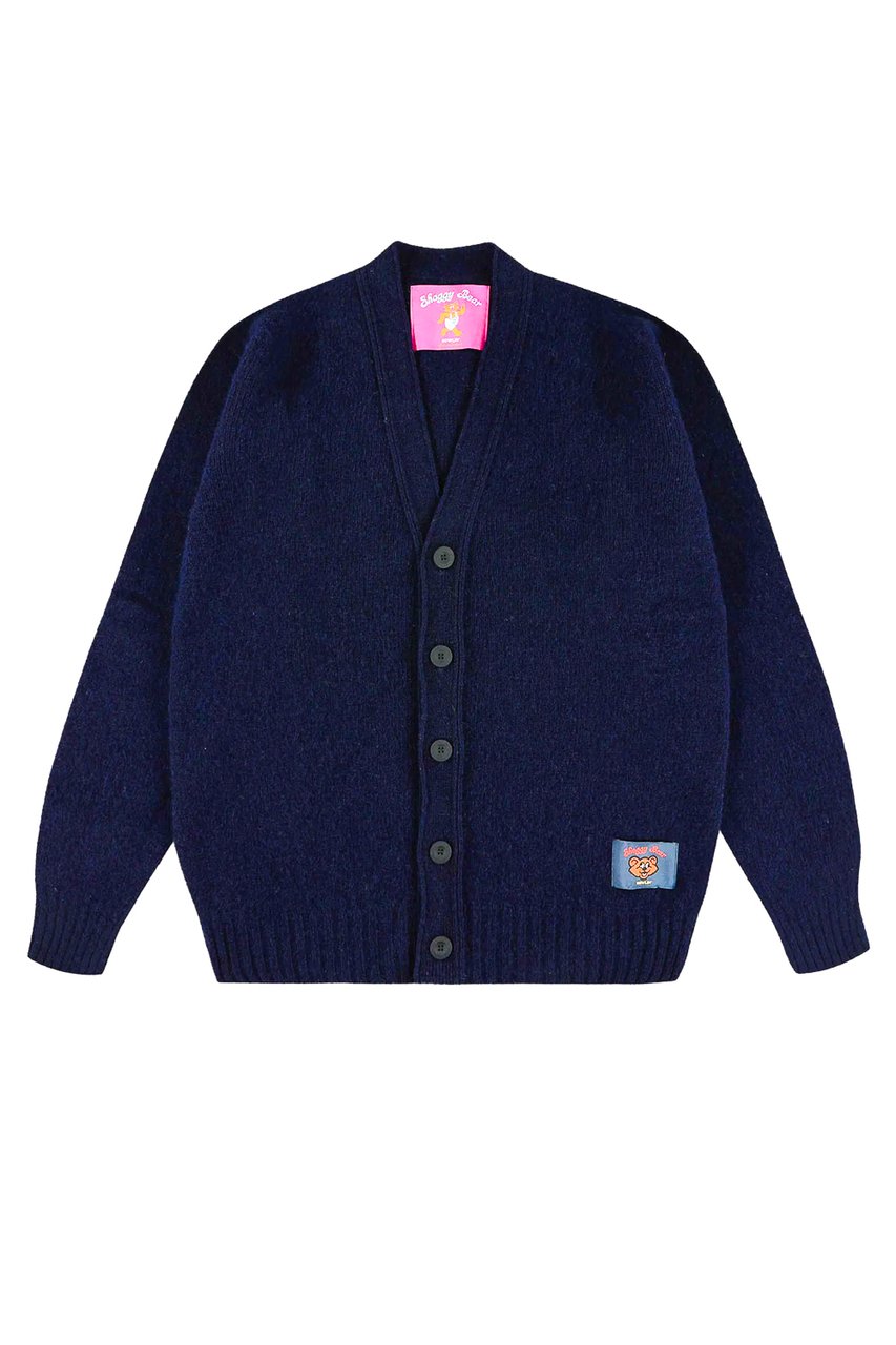 Howlin Shaggy Bear Boxy Fit Shetland Wool Cardigan Zwart