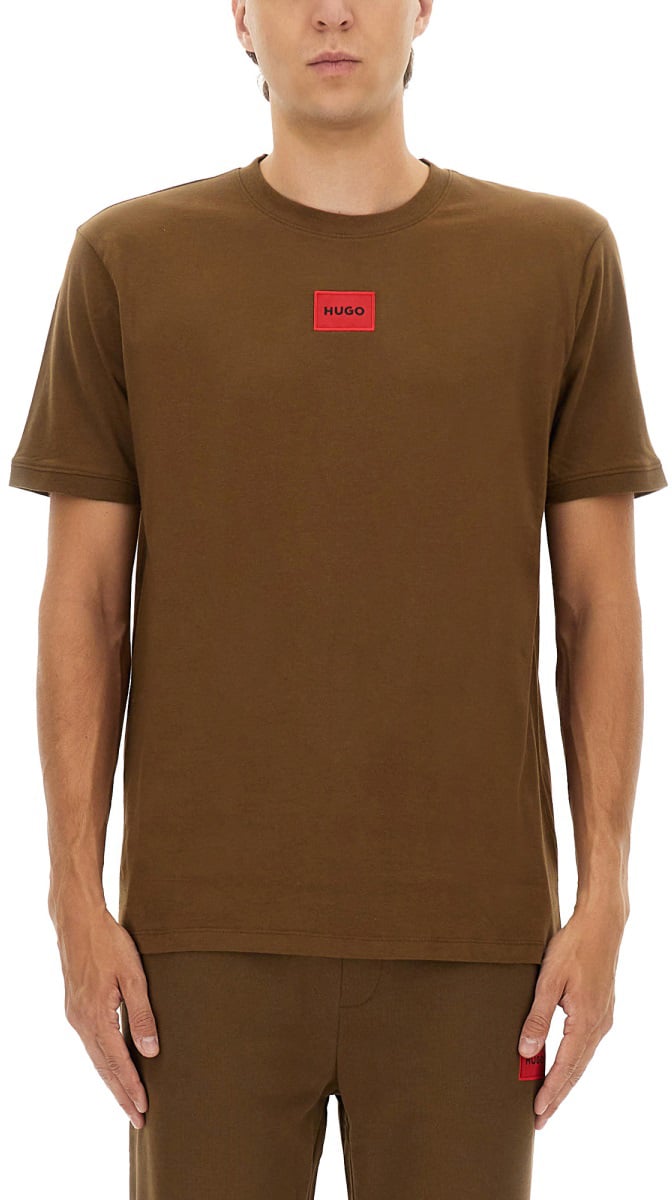 Hugo REGULAR FIT SWEATSHIRT WITH LOGO LABEL Bruin