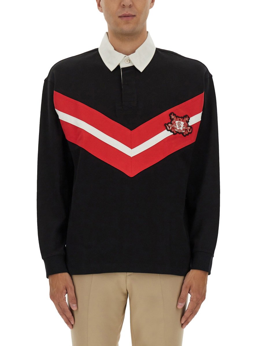 Hugo POLO SHIRT WITH COLLEGE STYLE LOGO Zwart