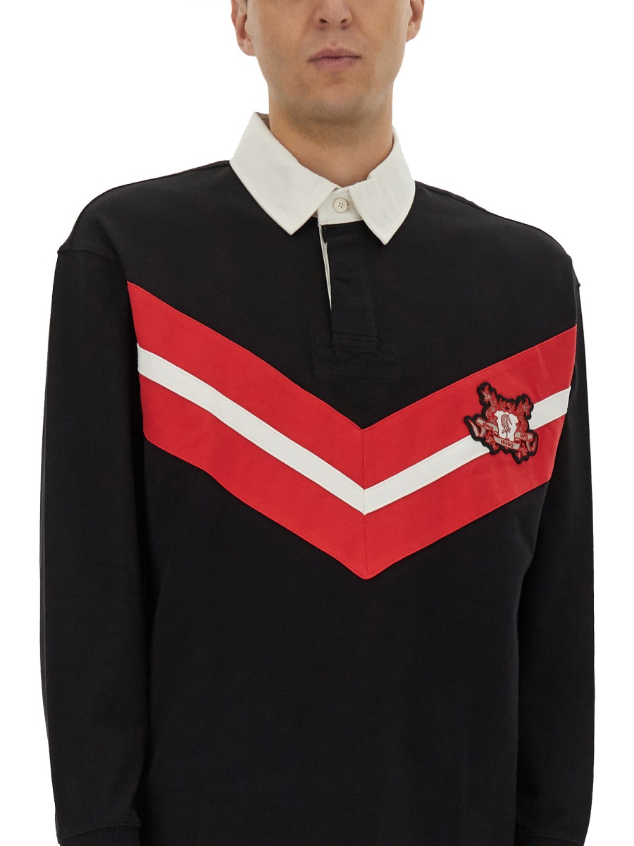 Hugo POLO SHIRT WITH COLLEGE STYLE LOGO Zwart