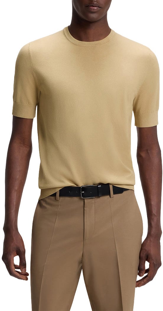 Hugo San Carl Knit T-Shirt Beige