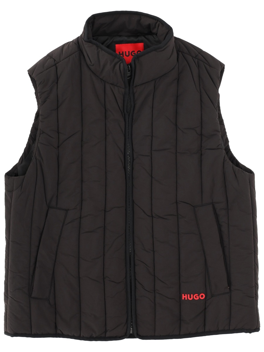 Hugo Breno Quilted Padded Interior Vest Zwart