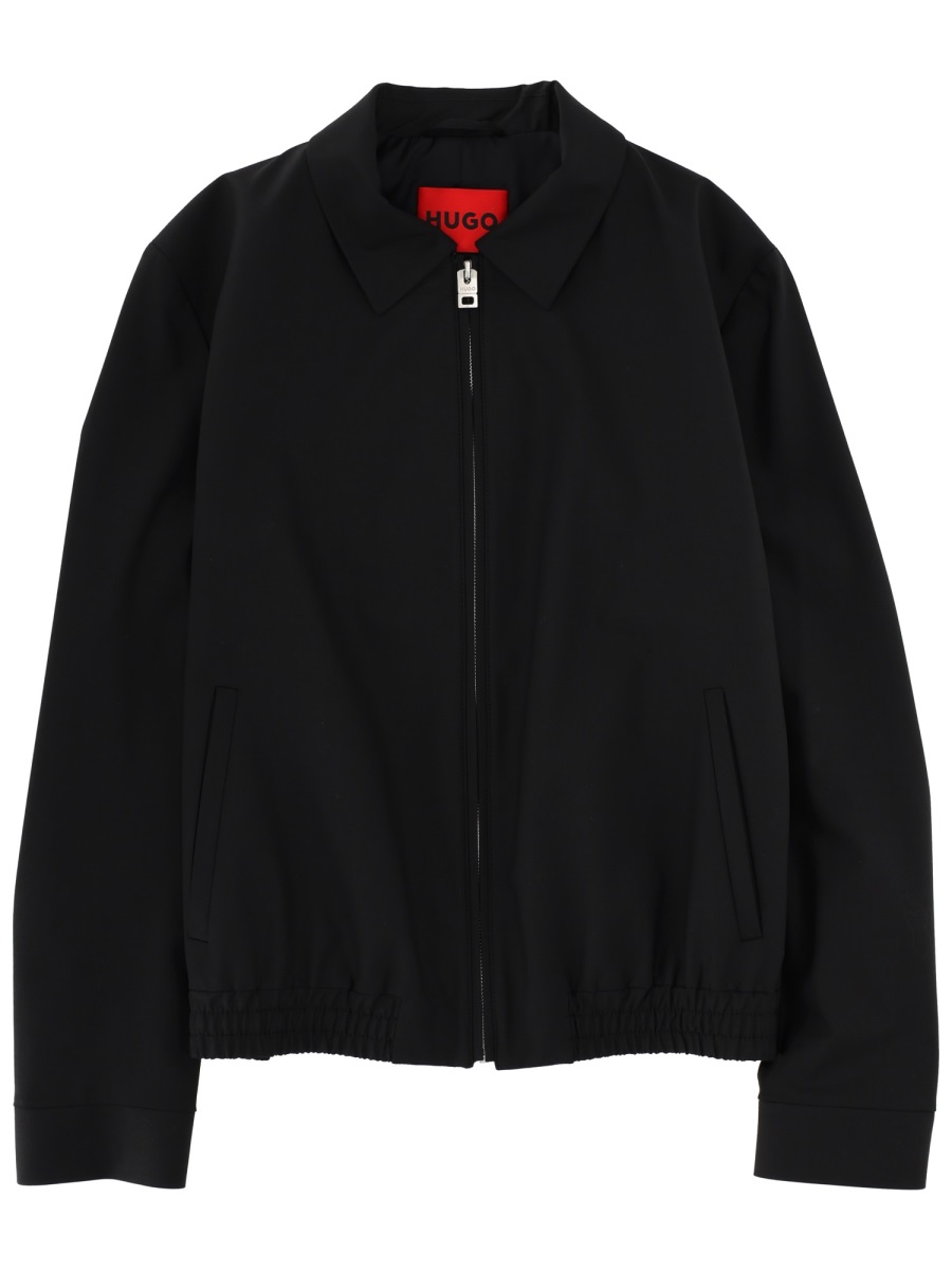 Hugo Black Red Lining Minimalist Zip Jacket Zwart