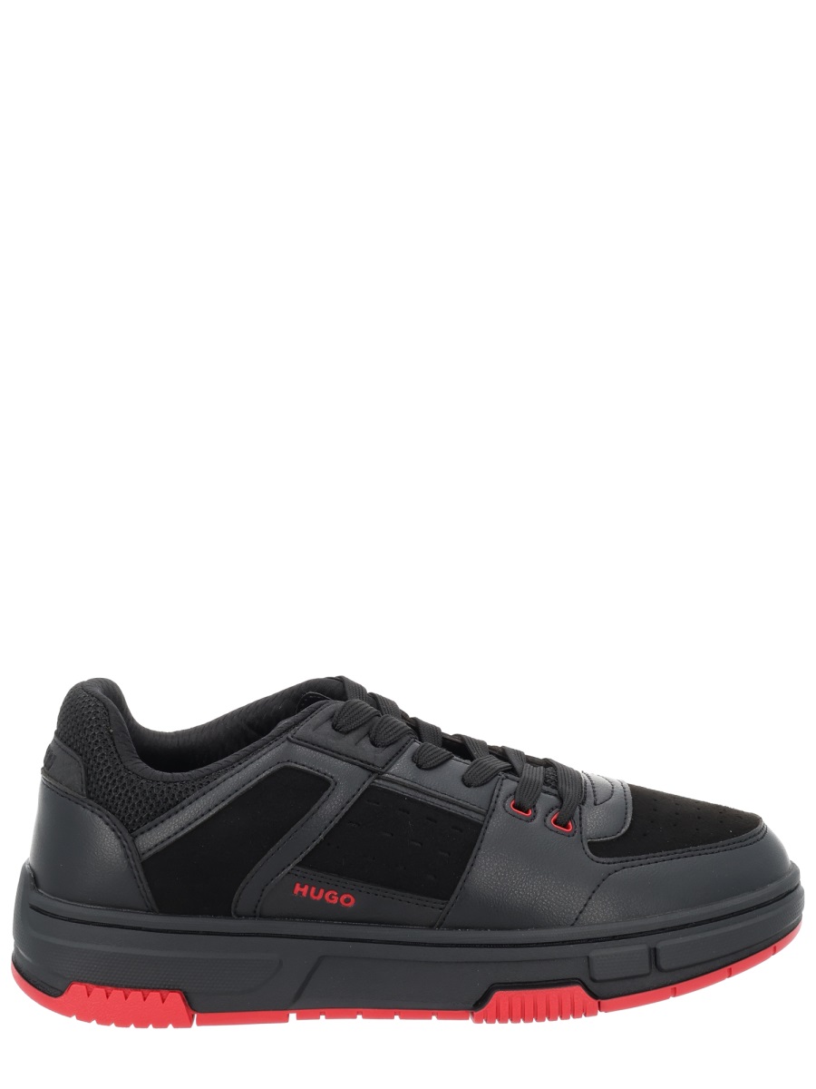 Hugo Yarrow Black Red Accents Sneakers Zwart