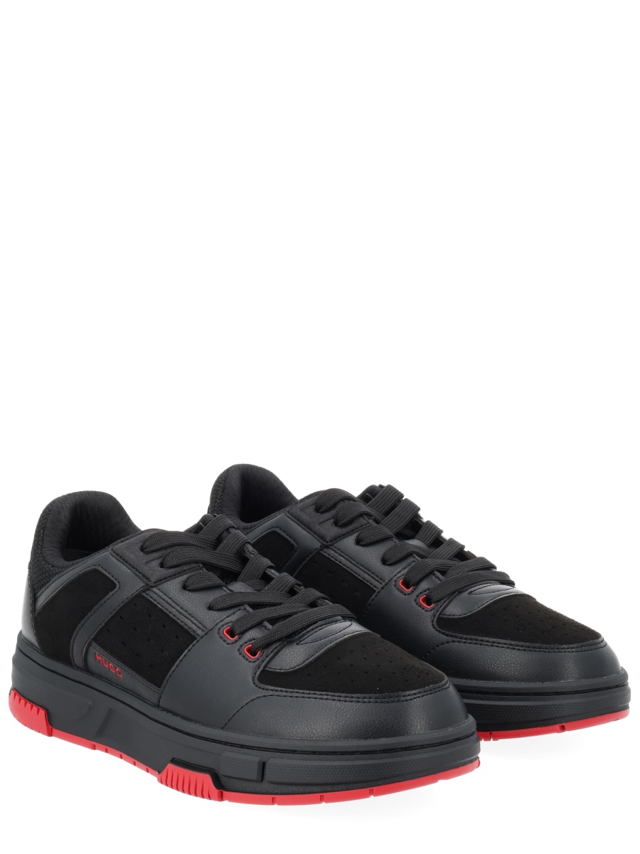 Hugo Yarrow Black Red Accents Sneakers Zwart