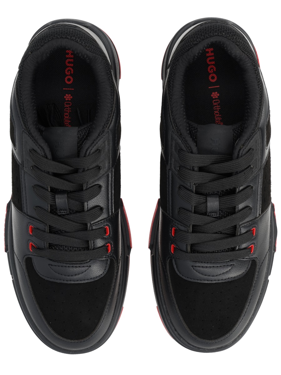 Hugo Yarrow Black Red Accents Sneakers Zwart