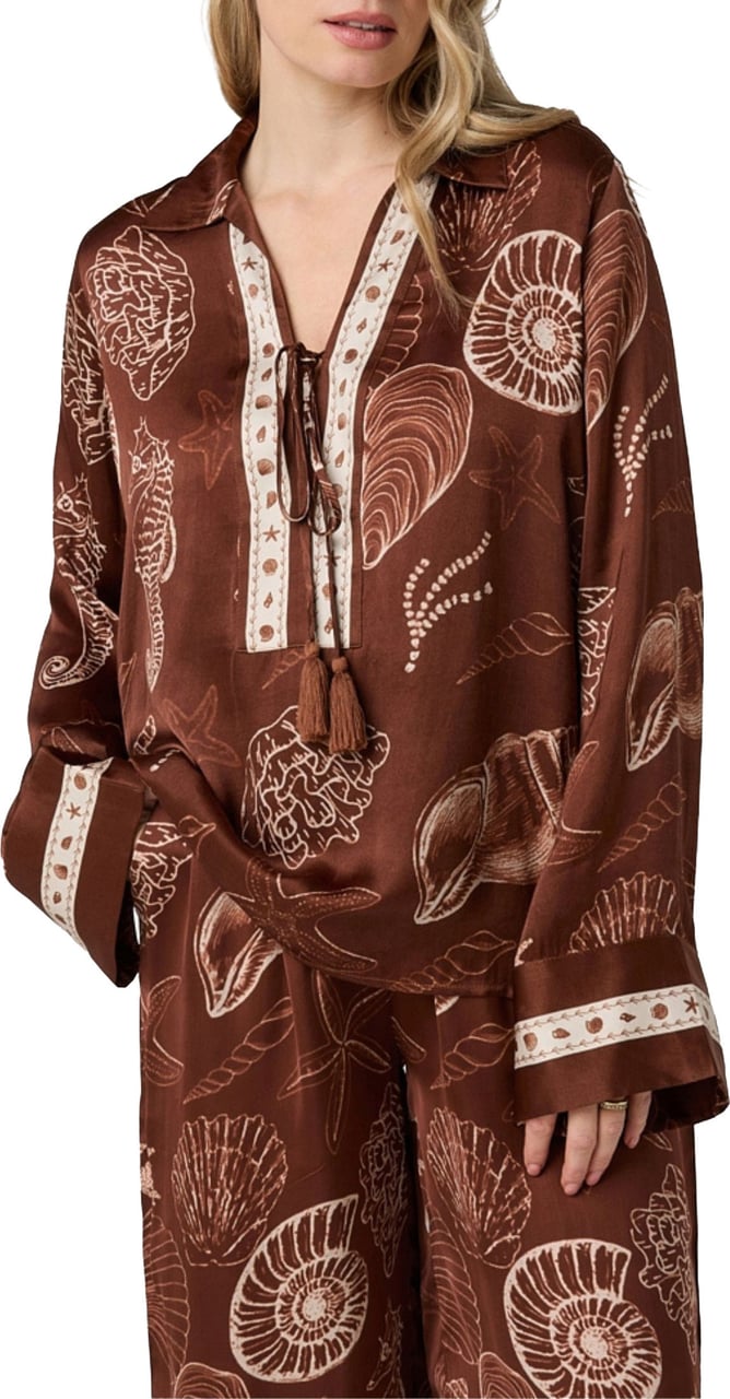 Ibana Tarya Shell Blouses Donkerbruin 302620181 Bruin