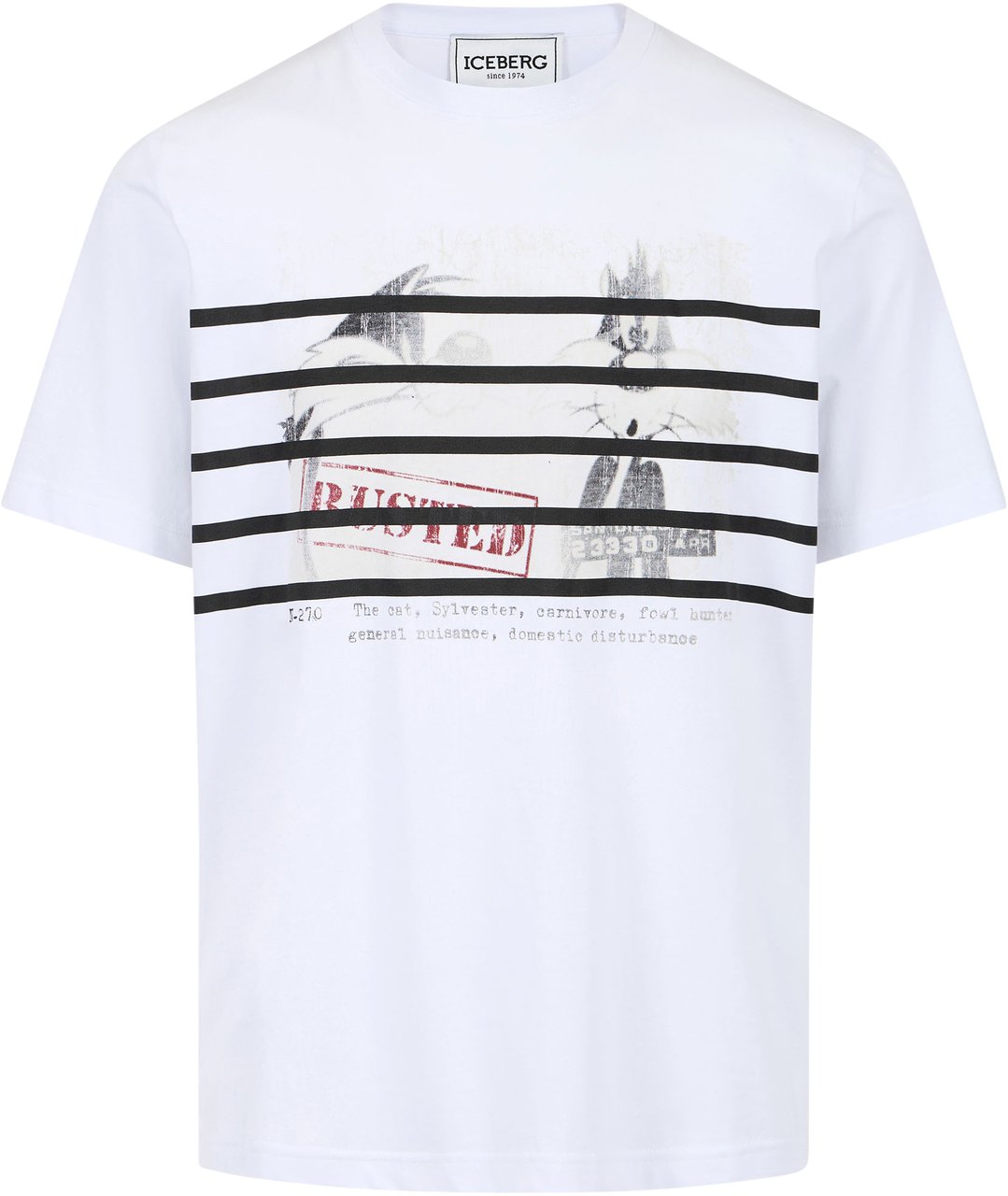 Iceberg Regular fit optic white cotton jersey T-shirt with Looney Tunes print Wit