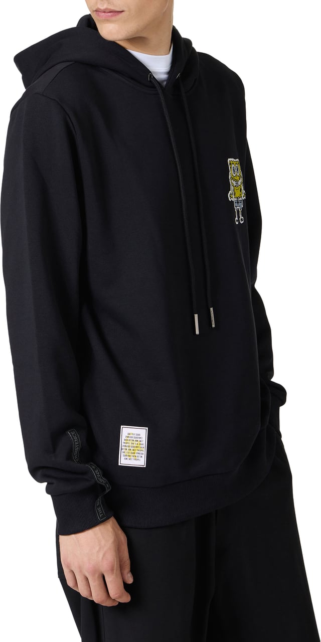 Iceberg Black hoodie with SpongeBob patch and embroidered Iceberg logo Zwart