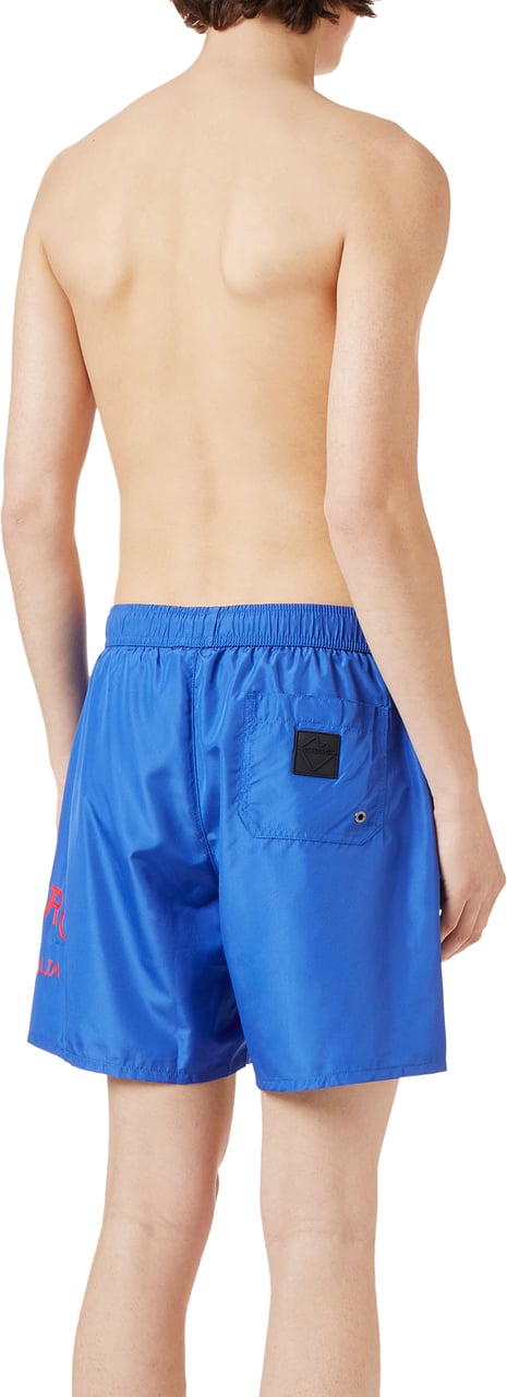 Iceberg Blue swim boxer shorts with drawstring and contrasting Iceberg logo on the leg Blauw