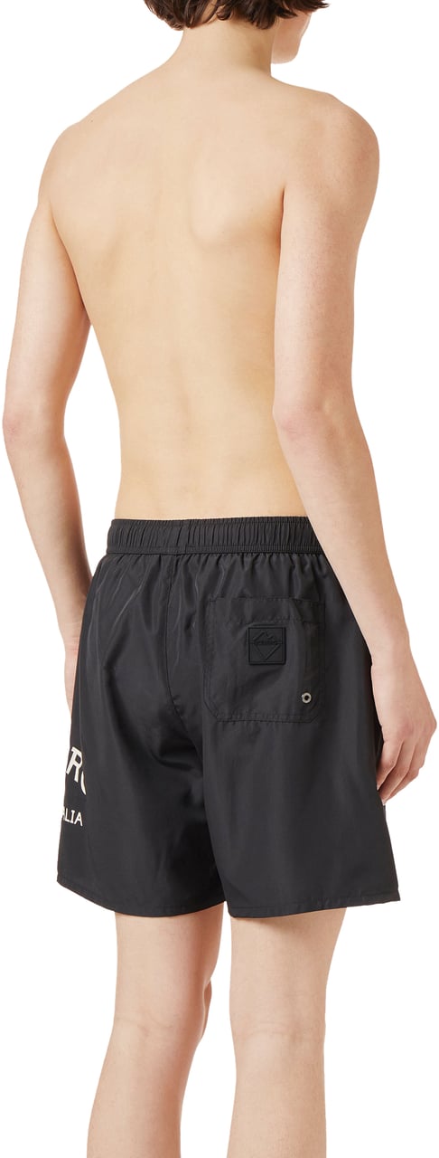 Iceberg Black swim trunks with drawstring and contrasting Iceberg logo on the leg Zwart
