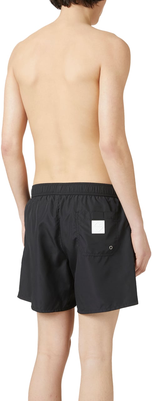 Iceberg Black swim trunks with contrasting prints, writing and drawstring Zwart