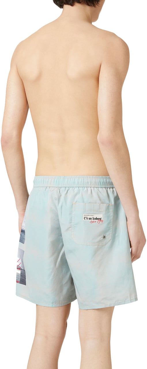 Iceberg Sage green swim trunks with prints and drawstring Groen