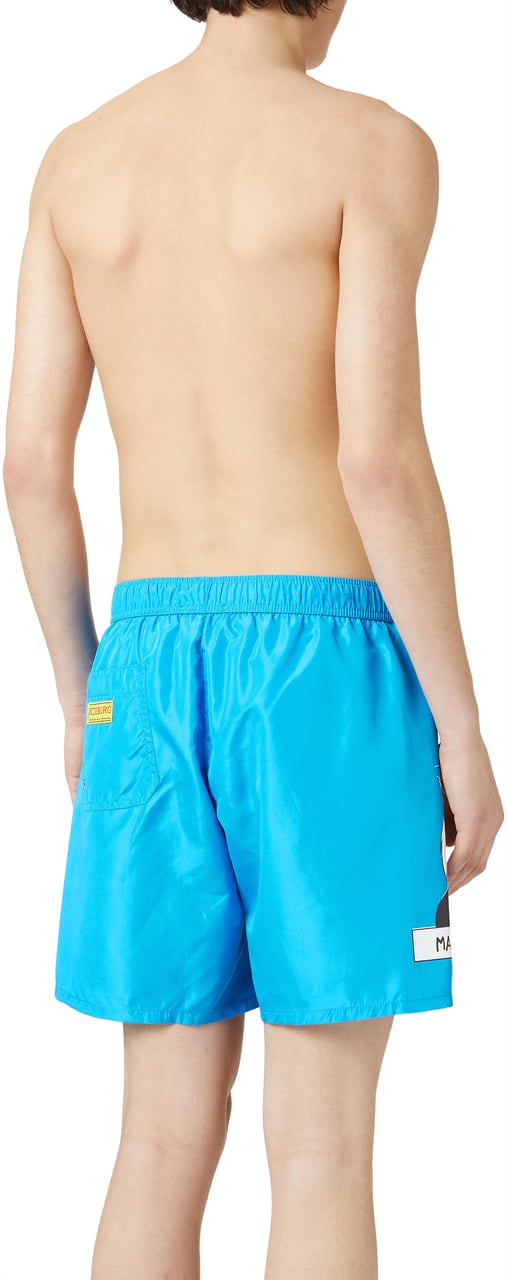 Iceberg Turquoise swim trunks with drawstring, Iceberg print and logo Blauw