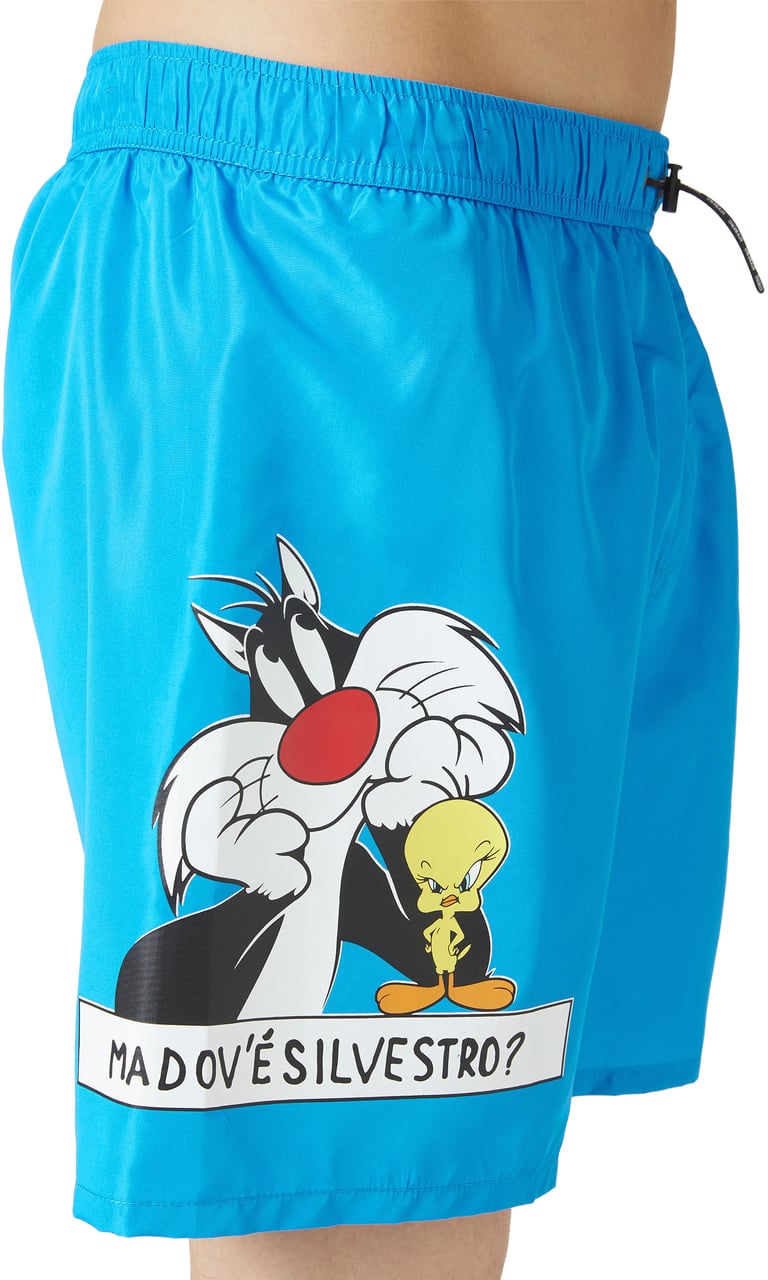 Iceberg Turquoise swim trunks with drawstring, Iceberg print and logo Blauw