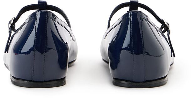 Iceberg Black Patent T-Closure Pointed Ballet Flat Blauw