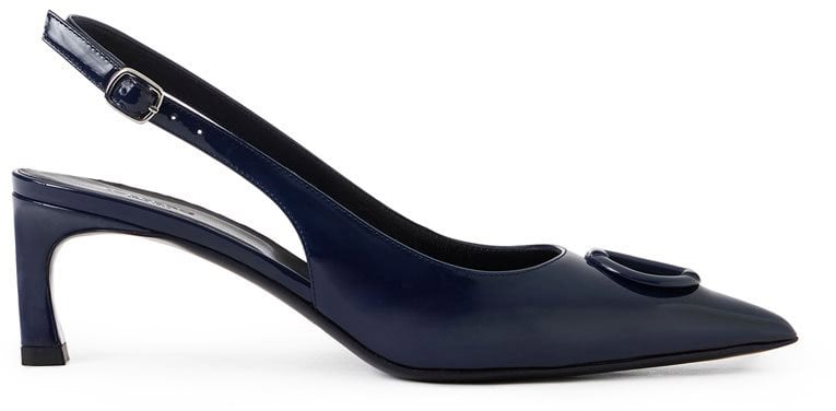 Iceberg Blue patent leather pointed toe slingbacks with Iceberg monogram Blauw