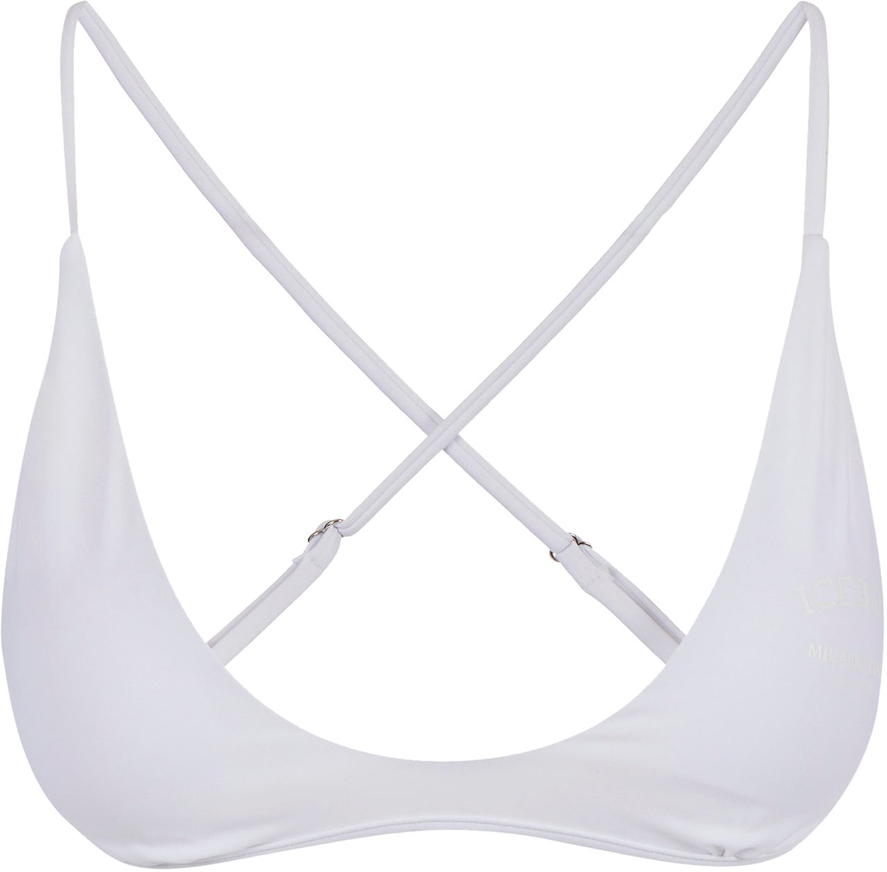 Iceberg White swim top with thin crossed straps on the back Wit