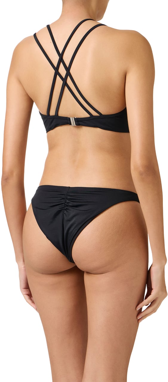 Iceberg Black Swim Top with Metal Ring Center and Double Straps Zwart