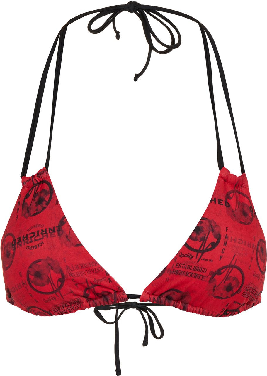 Iceberg Red Triangle Swimsuit Top with Metal Studs Under the Bust Rood