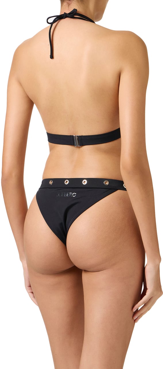 Iceberg Black high-leg briefs with metal studs at the waist Zwart