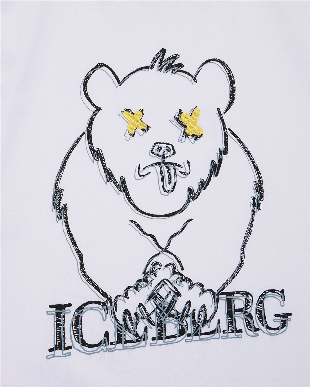 Iceberg KIDS - White cotton crew neck T-shirt with Bear and Iceberg logo Wit