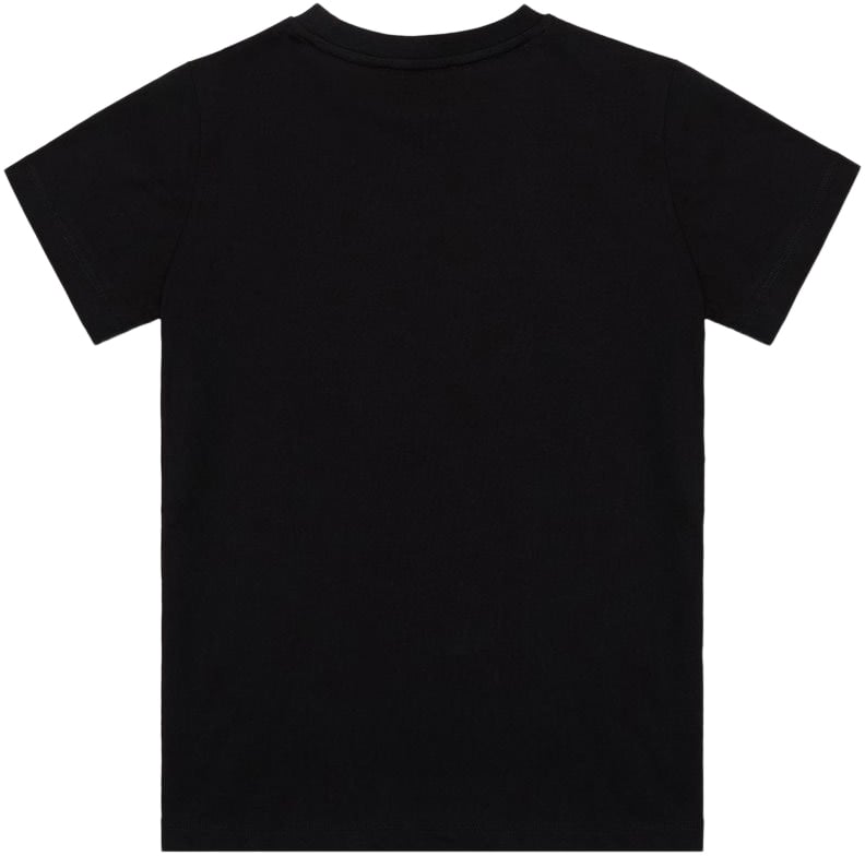 Iceberg KIDS - Black Cotton Crewneck T-Shirt with Lettering Print on the Bust Zwart