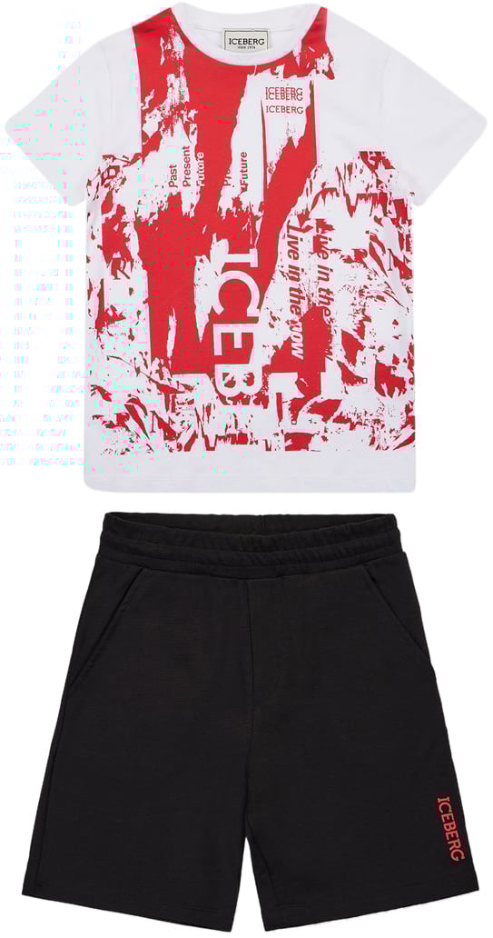 Iceberg KIDS - Coordinated Look: T-shirt and Bermuda Shorts Rood