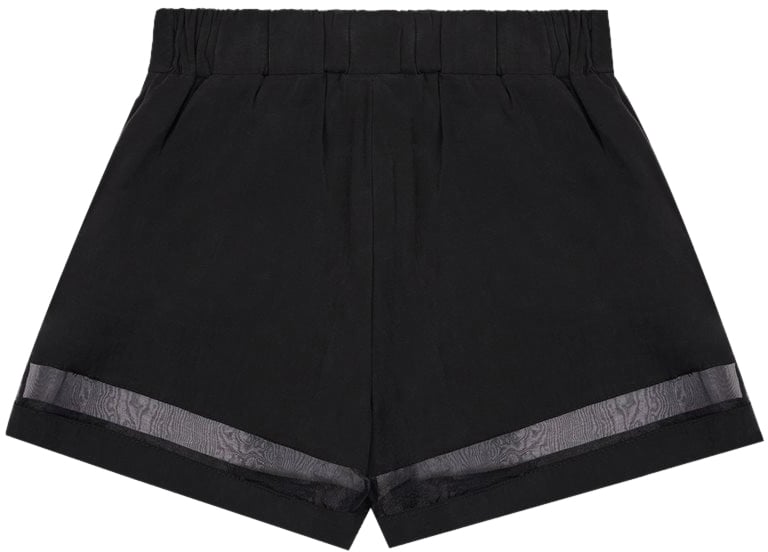 Iceberg KIDS - Black fabric shorts with elastic waist and grey stripe on the bottom Zwart