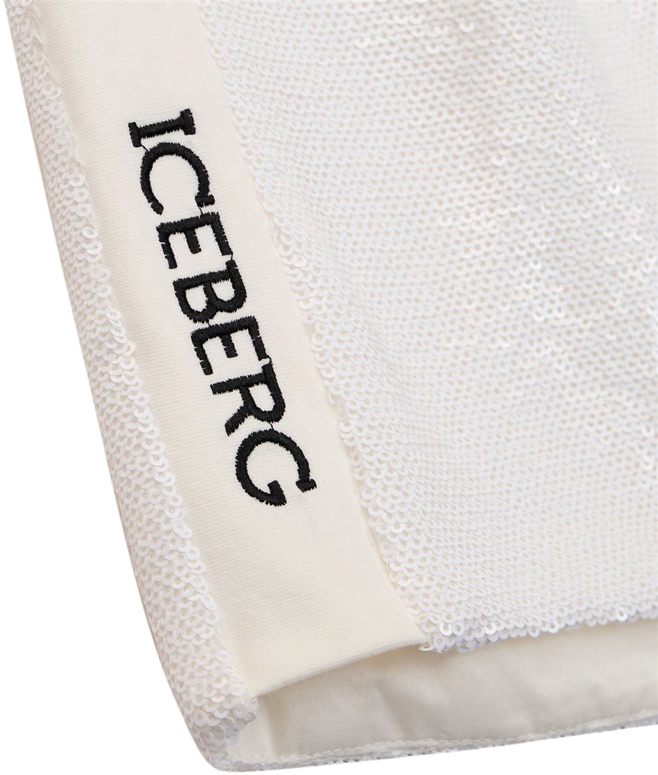 Iceberg KIDS - Shorts in optical white fabric with elastic waistband and contrasting Iceberg logos printed Wit