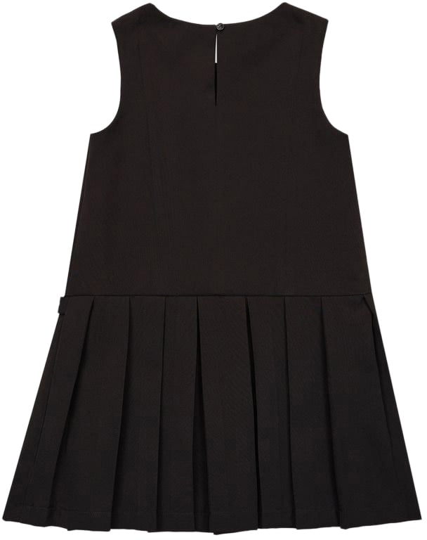 Iceberg KIDS - Sleeveless black shirt dress with pleated skirt and metal buckles on the sides Zwart