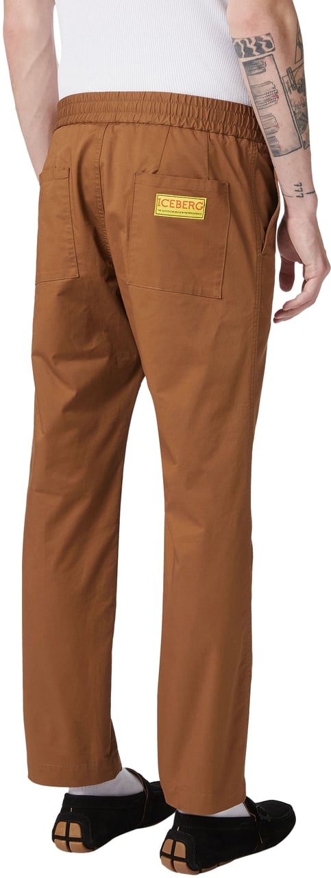 Iceberg Burnt brown jogging fit trousers in stretch cotton gabardine Bruin