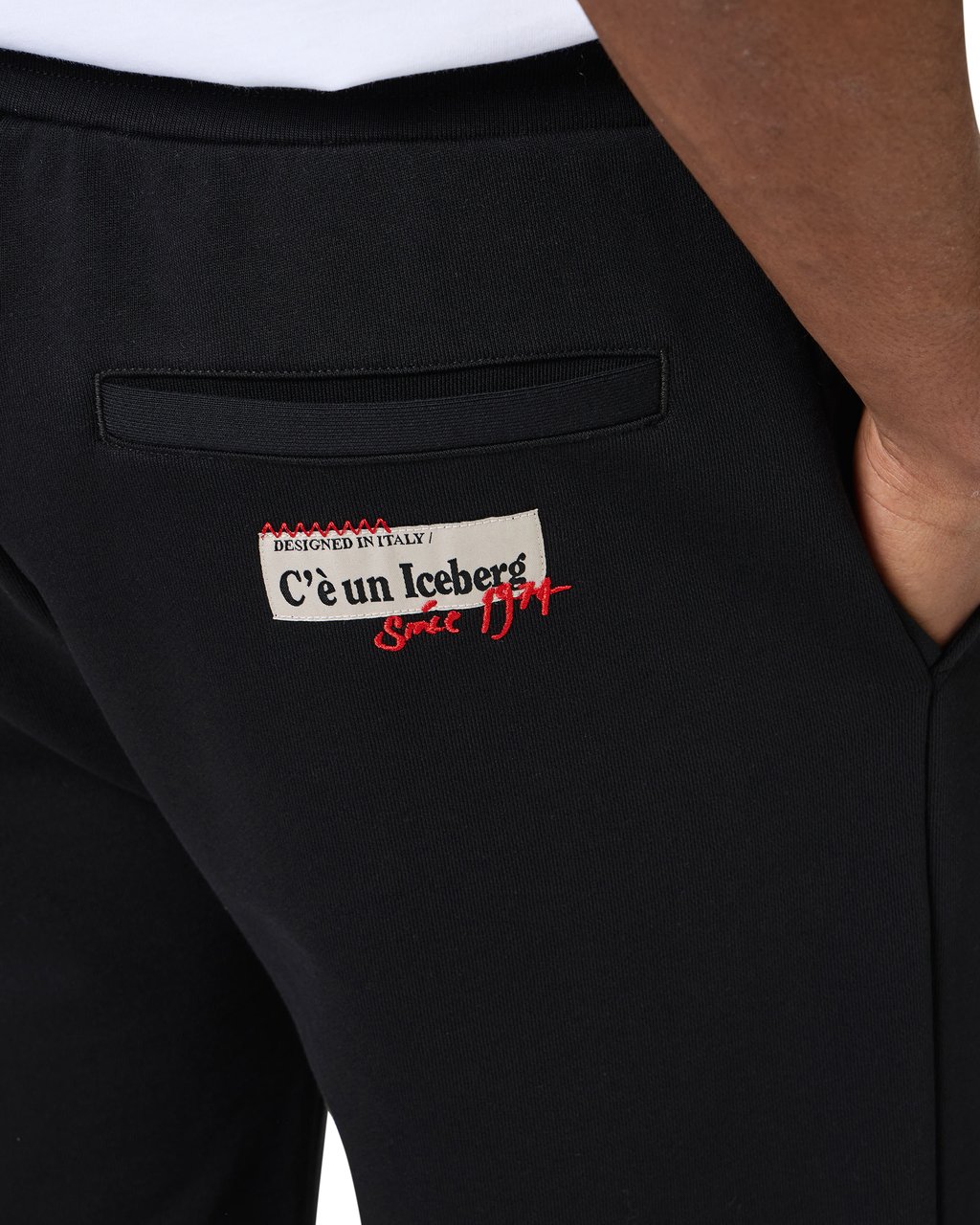 Iceberg Black slim fit cotton fleece bermuda Zwart
