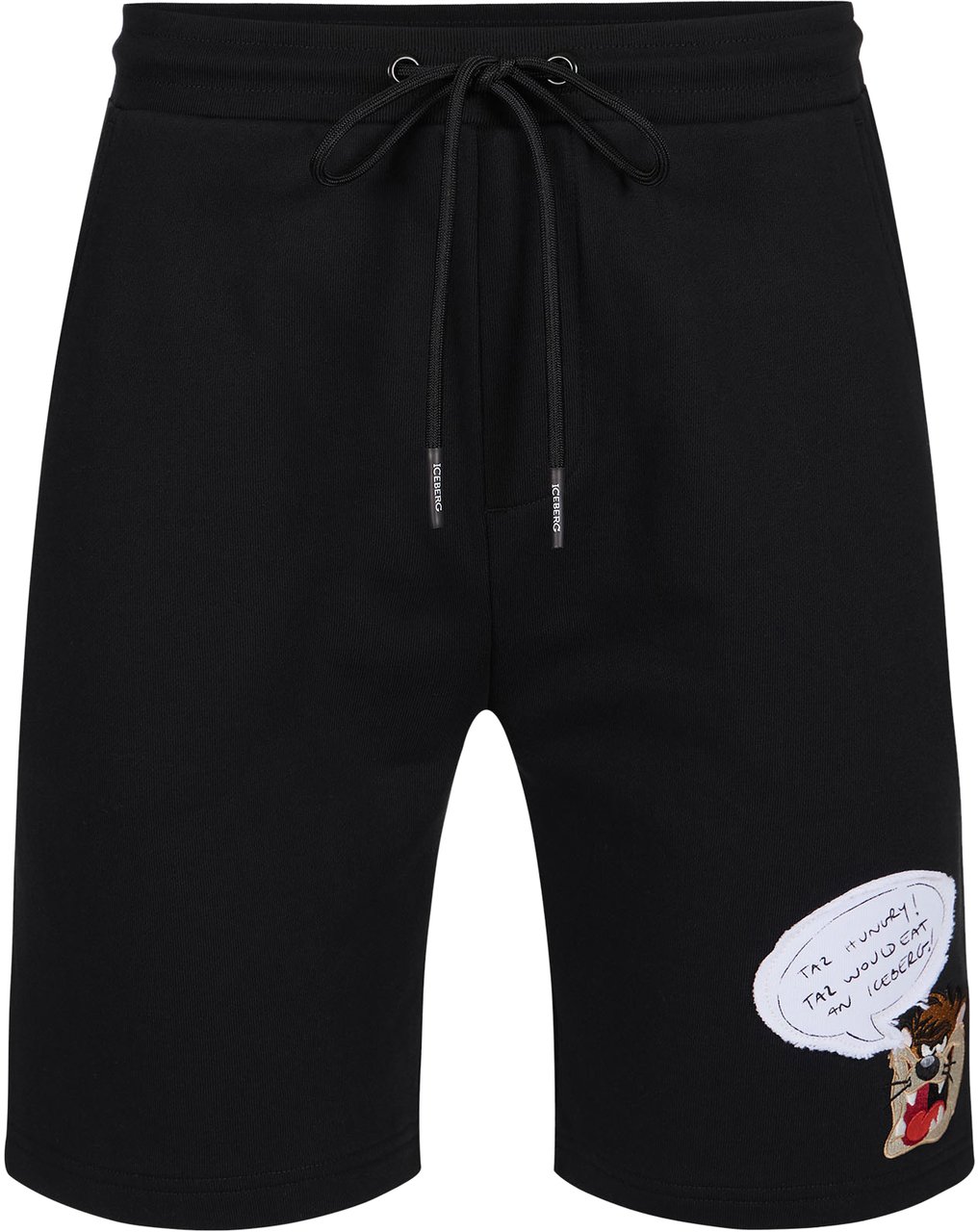Iceberg Slim fit black cotton fleece Bermuda shorts with Taz embroidery Zwart