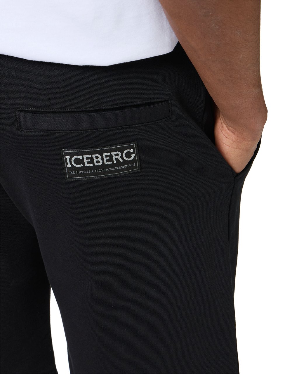 Iceberg Slim fit black cotton fleece Bermuda shorts with Taz embroidery Zwart