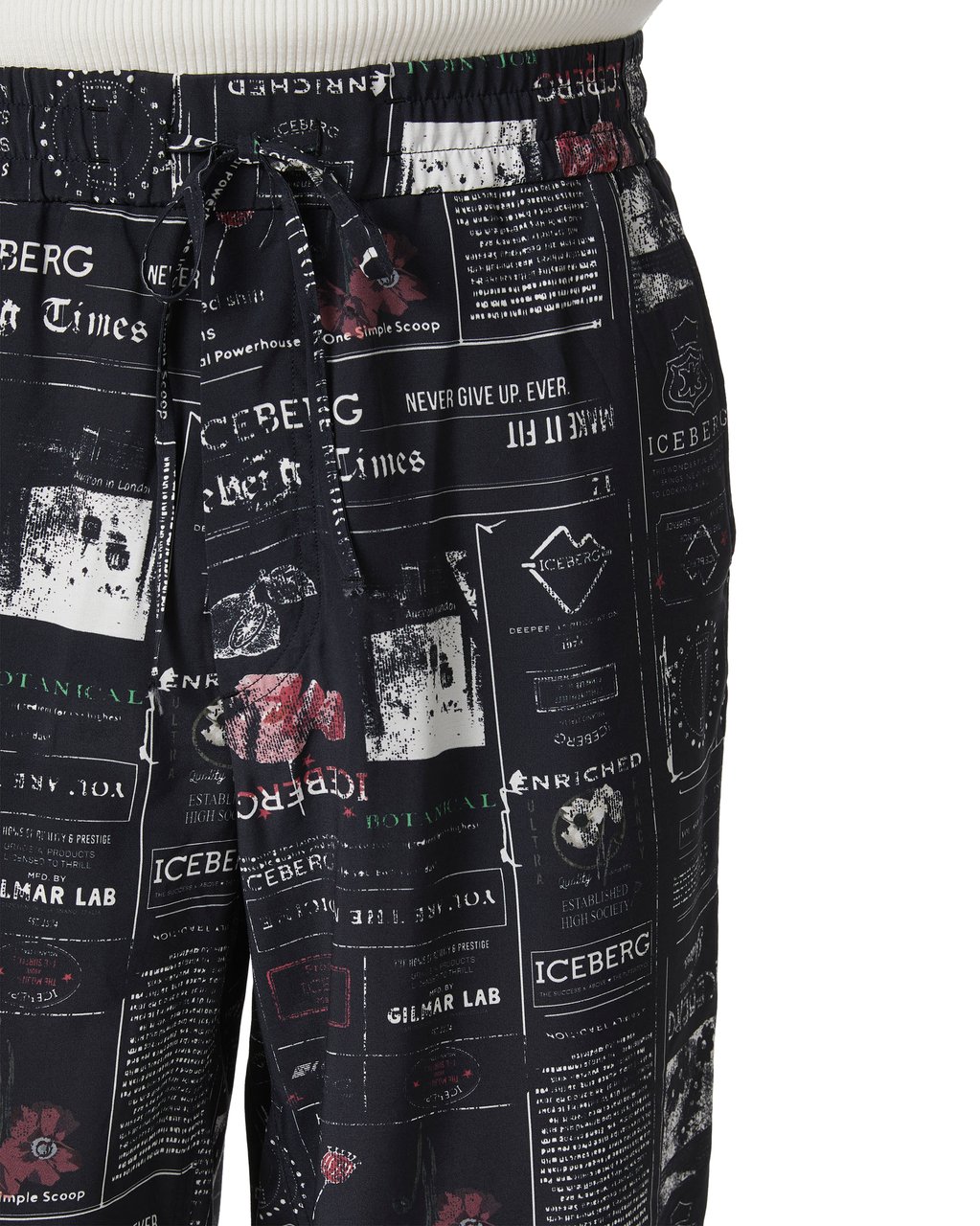 Iceberg ECOVERO Viscose Relaxed Fit Bermuda Shorts with Allover Multi-Logo Print Divers