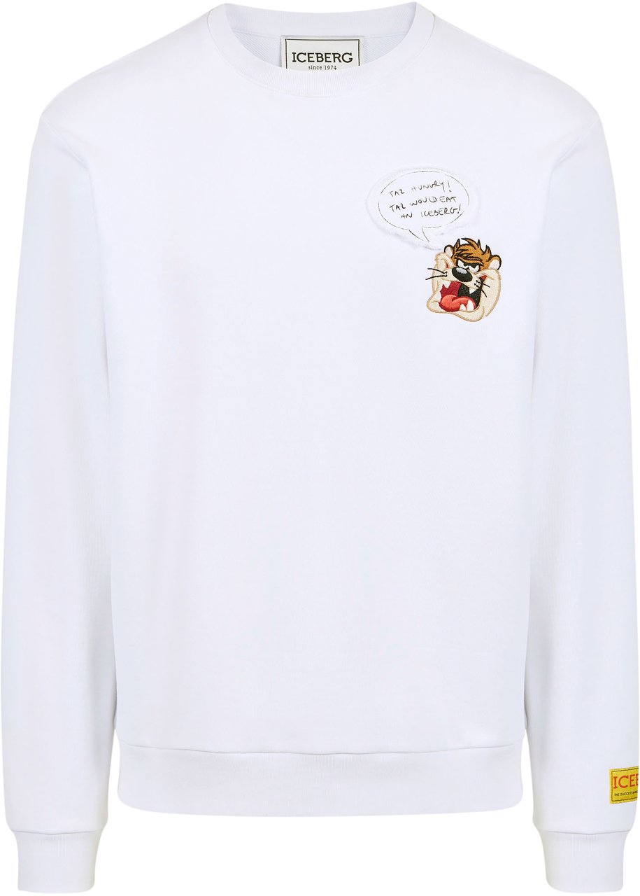 Iceberg Classic regular fit crewneck sweatshirt in white with Looney Tunes detail Wit