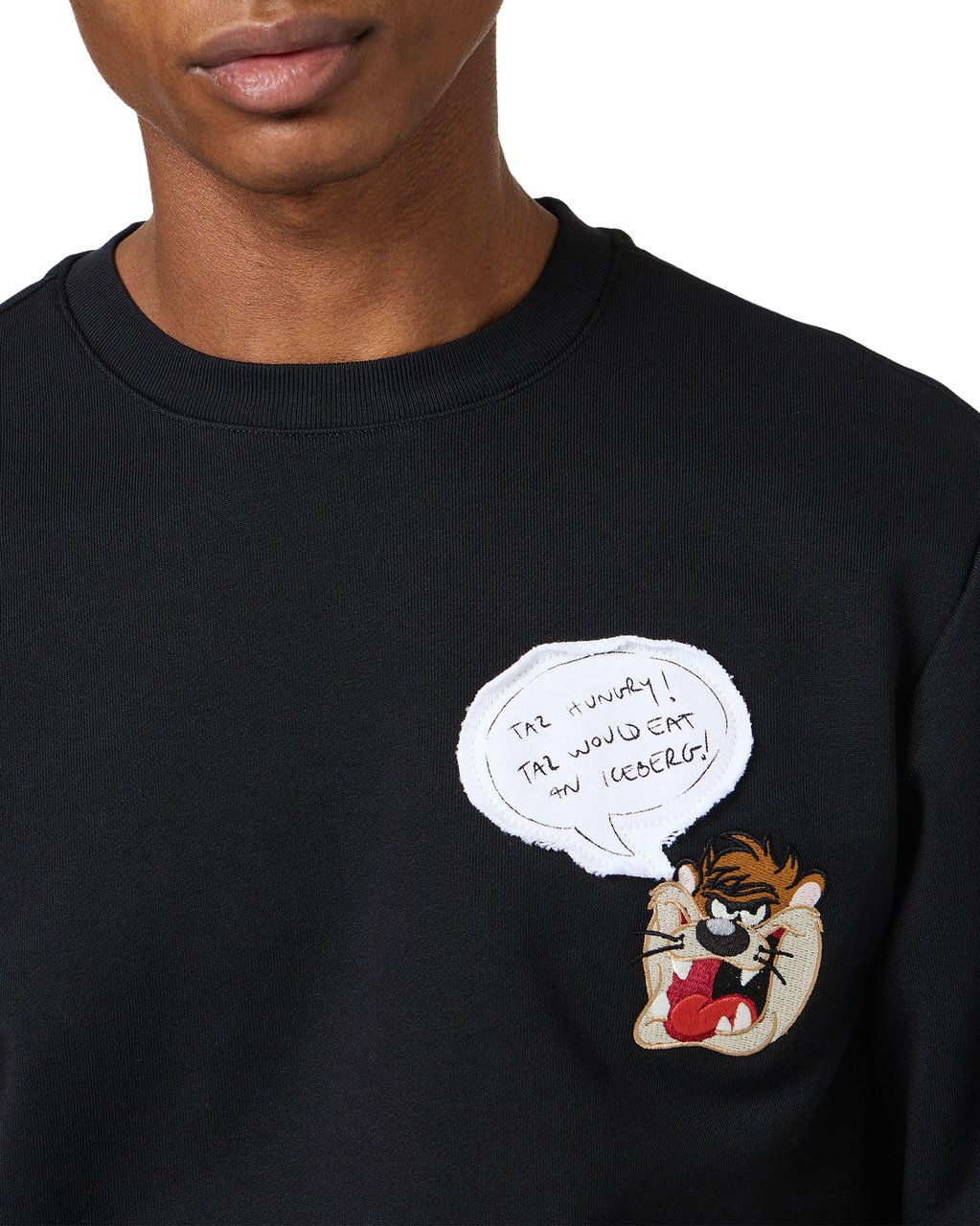 Iceberg Classic regular fit black crewneck sweatshirt with Looney Tunes detail Zwart